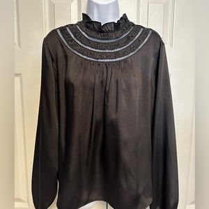 Express black blouse with detail cutout neck line, size L